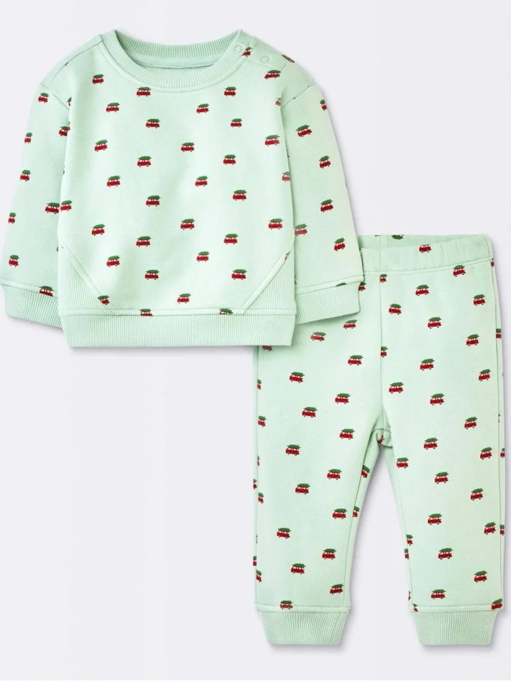 Baby 2pc Christmas Holiday Red Truck Fleece Sweatshirt And Jogger Pants Set